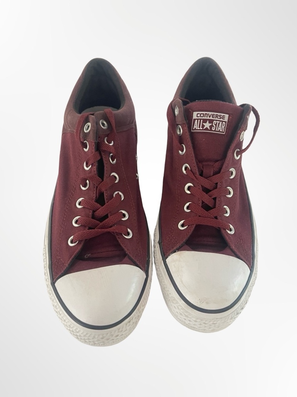 Converse All Star Low Top Sneakers - Maroon and White in size 12